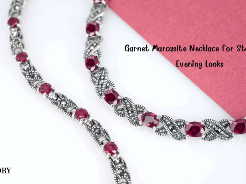 Garnet Marcasite Necklace for Statement Evening Looks
