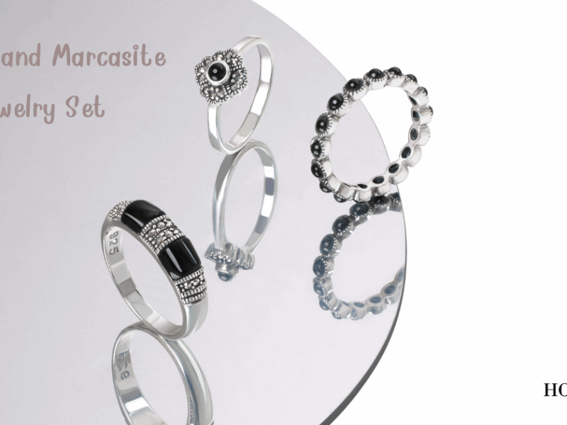 Garnet and Marcasite Jewelry Set